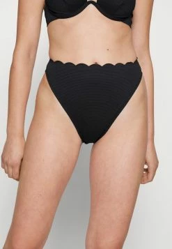 Best Pirce 😀 Hunkemöller SCALLOP HIGH LEG - 👙 Bikini Bottoms - Black ✔️