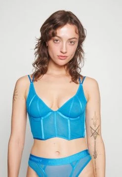 Cheap 🔥 Hunkemöller UNPADDED LONGLINE BRA - Balconette Bra - Blue 👍