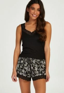 Budget 🎉 Hunkemöller SHORT JERSEY SPECKLE LEOPARD - Pyjama Bottoms - Black 🔔